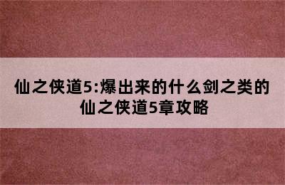 仙之侠道5:爆出来的什么剑之类的 仙之侠道5章攻略